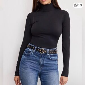 NWT Good American Black Long Sleeve Bodysuit